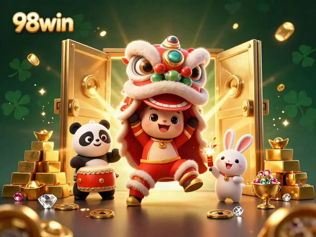 Experience the excitement of 98win with dynamic gaming action and vibrant illustrations.