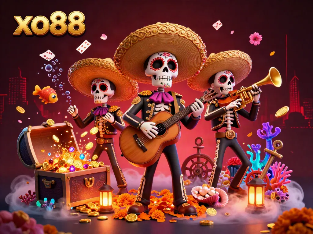 Experience excitement with xo88 as a vibrant mariachi band plays in a lively casino setting.